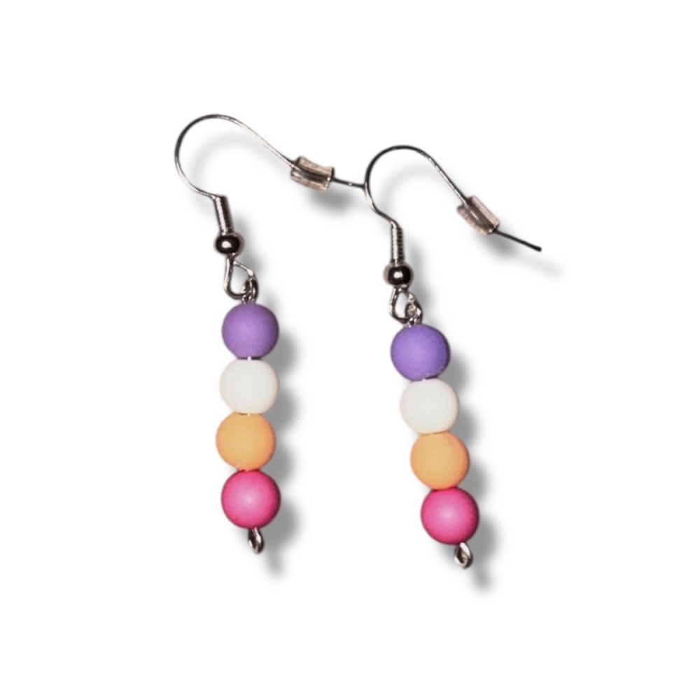 3 FOR $10 HANDCRAFTED Colourful Matte Acrylic Beaded Earrings